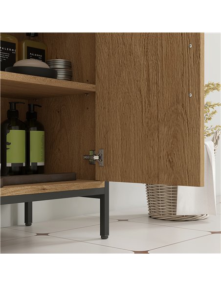 HOMCOM Bathroom Vanity Unit, Under Sink Storage Cabinet with 2 Doors, Adjustable Shelf for Basin without or with Pedestal, Oak - pic 161228 | FastDaddyshop