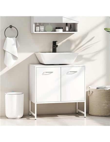 HOMCOM Bathroom Vanity Unit, Under Sink Storage Cabinet with Soft-Close Doors for Basin without or with Pedestal, White - pic 161230 | FastDaddyshop