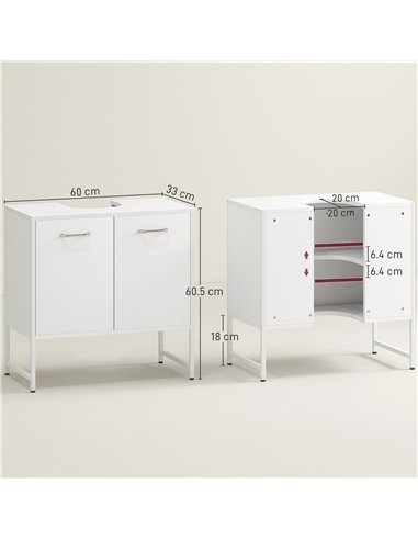 HOMCOM Bathroom Vanity Unit, Under Sink Storage Cabinet with Soft-Close Doors for Basin without or with Pedestal, White