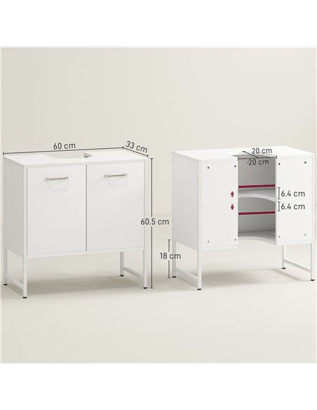 HOMCOM Bathroom Vanity Unit, Under Sink Storage Cabinet with Soft-Close Doors for Basin without or with Pedestal, White - pic 161231 | FastDaddyshop