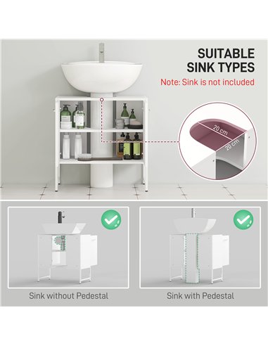 HOMCOM Bathroom Vanity Unit, Under Sink Storage Cabinet with Soft-Close Doors for Basin without or with Pedestal, White