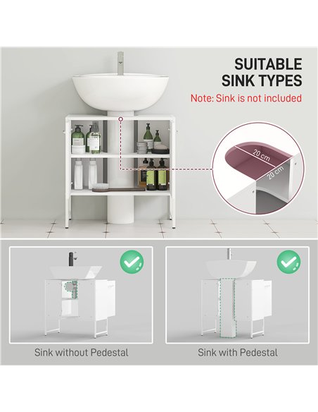 HOMCOM Bathroom Vanity Unit, Under Sink Storage Cabinet with Soft-Close Doors for Basin without or with Pedestal, White - pic 161232 | FastDaddyshop