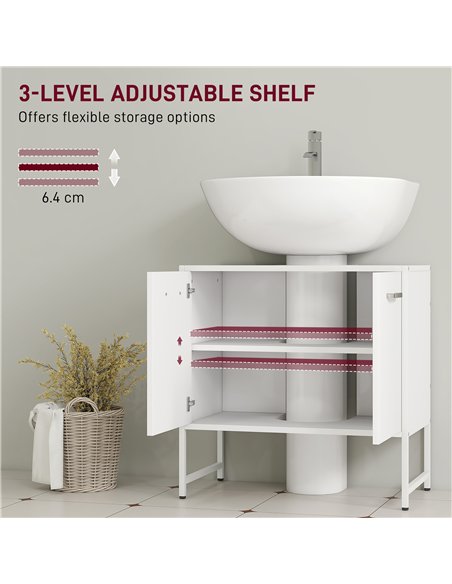 HOMCOM Bathroom Vanity Unit, Under Sink Storage Cabinet with Soft-Close Doors for Basin without or with Pedestal, White - pic 161234 | FastDaddyshop