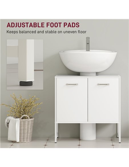 HOMCOM Bathroom Vanity Unit, Under Sink Storage Cabinet with Soft-Close Doors for Basin without or with Pedestal, White - pic 161236 | FastDaddyshop