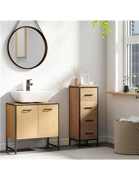 HOMCOM Bathroom Vanity Unit, Under Sink Storage Cabinet with Soft-Close Doors for Basin without or with Pedestal, Natural - pic 161239 | FastDaddyshop