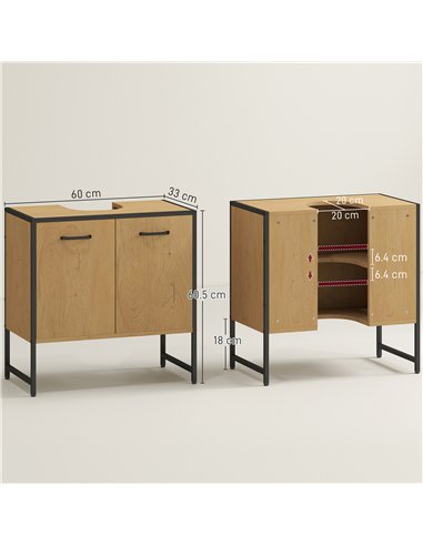 HOMCOM Bathroom Vanity Unit, Under Sink Storage Cabinet with Soft-Close Doors for Basin without or with Pedestal, Natural