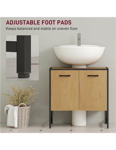HOMCOM Bathroom Vanity Unit, Under Sink Storage Cabinet with Soft-Close Doors for Basin without or with Pedestal, Natural - pic 161245 | FastDaddyshop