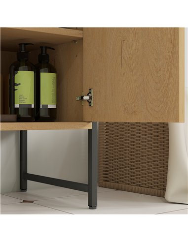 HOMCOM Bathroom Vanity Unit, Under Sink Storage Cabinet with Soft-Close Doors for Basin without or with Pedestal, Natural