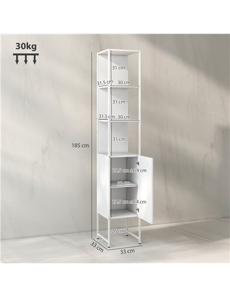 HOMCOM Tall Bathroom Cabinet with Open Shelves and Adjustable Shelf - White - pic 161258 | FastDaddyshop