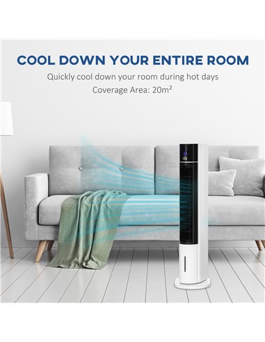 HOMCOM 41" Bladeless Air Cooler, Evaporative Ice Cooling Tower Fan Water Conditioner Humidifier Unit w/ 3 Modes, Remote Control