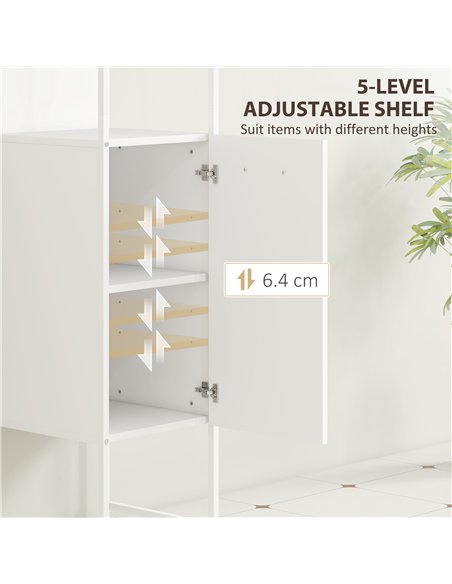 HOMCOM Tall Bathroom Cabinet with Open Shelves and Adjustable Shelf - White - pic 161260 | FastDaddyshop