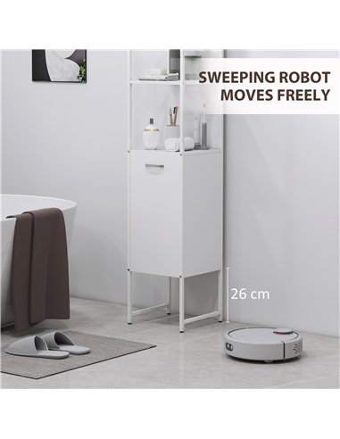 HOMCOM Tall Bathroom Cabinet with Open Shelves and Adjustable Shelf - White