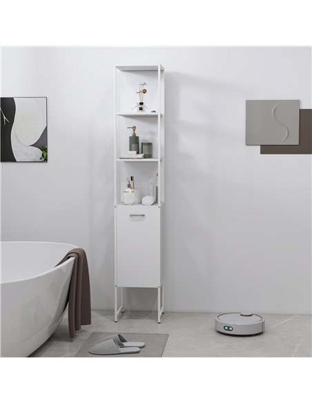 HOMCOM Tall Bathroom Cabinet with Open Shelves and Adjustable Shelf - White - pic 161263 | FastDaddyshop