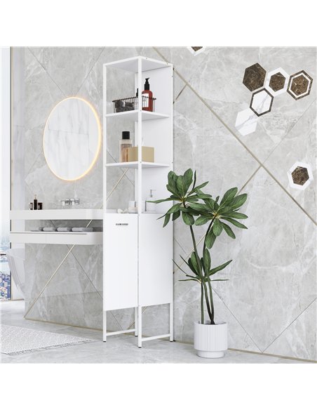 HOMCOM Tall Bathroom Cabinet with Open Shelves and Adjustable Shelf - White - pic 161264 | FastDaddyshop