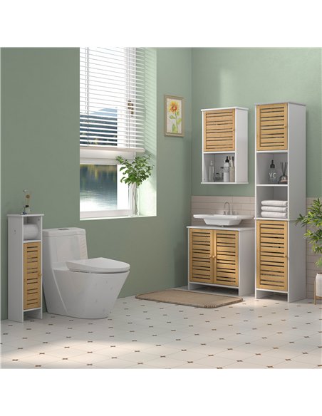 HOMCOM Bathroom Cabinet with Toilet Paper Holder - White - pic 161266 | FastDaddyshop