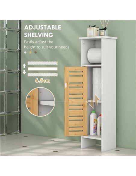 HOMCOM Bathroom Cabinet with Toilet Paper Holder - White - pic 161269 | FastDaddyshop