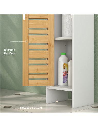 HOMCOM Bathroom Cabinet with Toilet Paper Holder - White