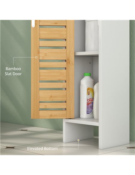 HOMCOM Bathroom Cabinet with Toilet Paper Holder - White - pic 161271 | FastDaddyshop