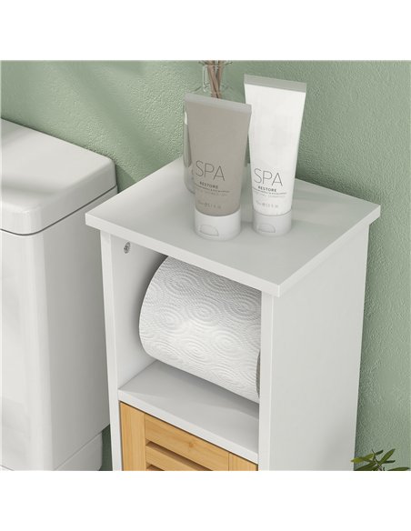 HOMCOM Bathroom Cabinet with Toilet Paper Holder - White - pic 161273 | FastDaddyshop