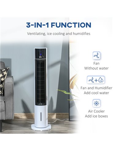 HOMCOM 41" Bladeless Air Cooler, Evaporative Ice Cooling Tower Fan Water Conditioner Humidifier Unit w/ 3 Modes, Remote Control