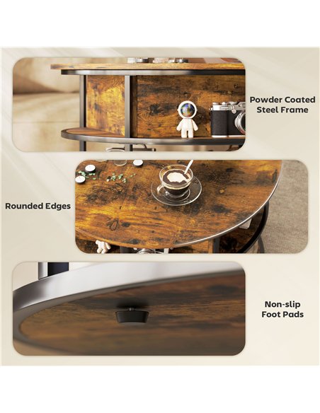 HOMCOM Lift Top Coffee Table, Round Coffee Table with Storage Shelf, Hidden Compartment and Steel Frame for Living Room, Home Of - pic 161297 | FastDaddyshop