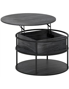 HOMCOM Lift Top Coffee Table, Round Coffee Table with Storage Shelf, Hidden Compartment and Steel Frame for Living Room, Home Of