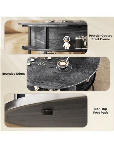 HOMCOM Lift Top Coffee Table, Round Coffee Table with Storage Shelf, Hidden Compartment and Steel Frame for Living Room, Home Of