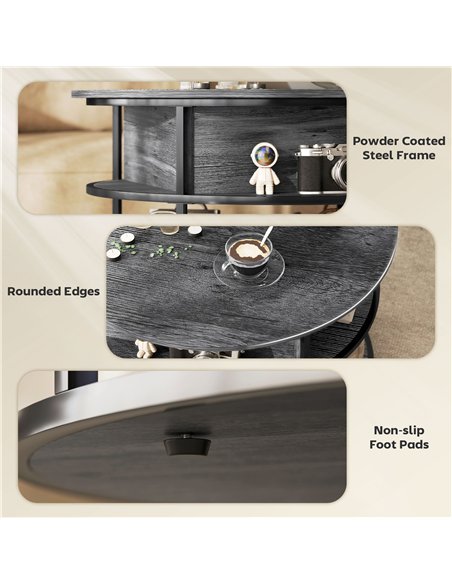 HOMCOM Lift Top Coffee Table, Round Coffee Table with Storage Shelf, Hidden Compartment and Steel Frame for Living Room, Home Of - pic 161306 | FastDaddyshop
