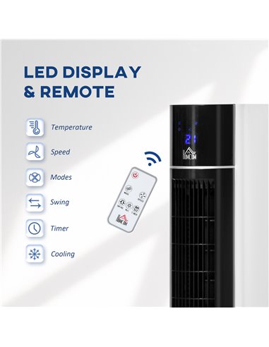 HOMCOM 41" Bladeless Air Cooler, Evaporative Ice Cooling Tower Fan Water Conditioner Humidifier Unit w/ 3 Modes, Remote Control