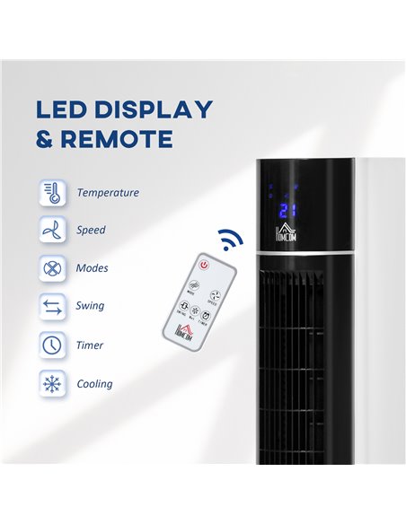 HOMCOM 41" Bladeless Air Cooler, Evaporative Ice Cooling Tower Fan Water Conditioner Humidifier Unit w/ 3 Modes, Remote Control - pic 16131 | FastDaddyshop
