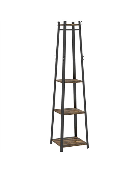 HOMCOM Compact Freestanding Coat Rack -  Black/Brown - pic 161310 | FastDaddyshop