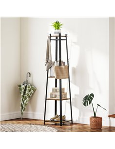 HOMCOM Compact Freestanding Coat Rack -  Black/Brown 2