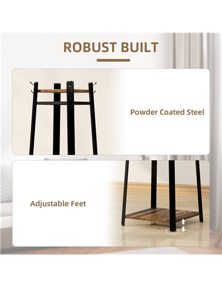HOMCOM Compact Freestanding Coat Rack -  Black/Brown - pic 161316 | FastDaddyshop