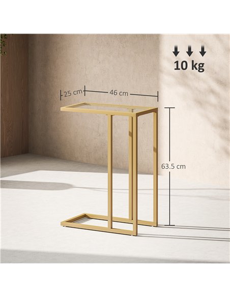 HOMCOM C-Shaped Side Table, Modern Slim End Table with Tempered Glass Tabletop, Steel Frame for Small Space, Living Room, Bedroo - pic 161321 | FastDaddyshop
