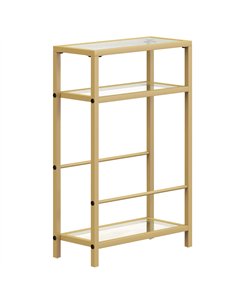 HOMCOM 3-Tier Side Table, Narrow End Table with Storage Shelf and Tempered Glass Tabletop for Small Spaces, Bedroom, Living Room