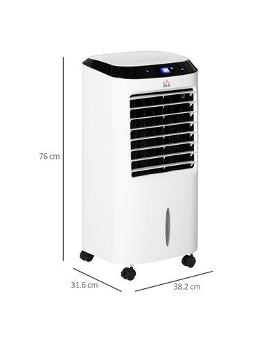 Homcom Portable Air Cooler, Water Conditioner, Humidifier Unit with 3 Speed, Remote, Timer
