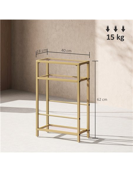 HOMCOM 3-Tier Side Table, Narrow End Table with Storage Shelf and Tempered Glass Tabletop for Small Spaces, Bedroom, Living Room - pic 161330 | FastDaddyshop