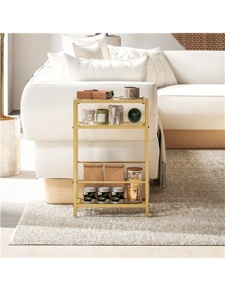 HOMCOM 3-Tier Side Table, Narrow End Table with Storage Shelf and Tempered Glass Tabletop for Small Spaces, Bedroom, Living Room - pic 161336 | FastDaddyshop