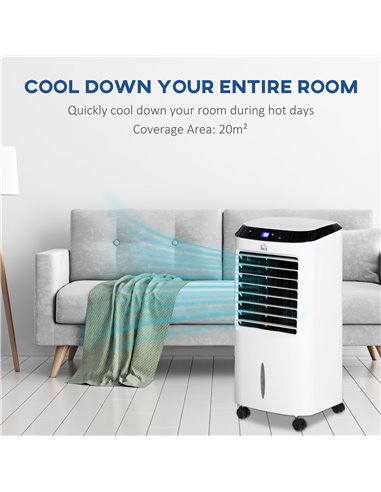 Homcom Portable Air Cooler, Water Conditioner, Humidifier Unit with 3 Speed, Remote, Timer