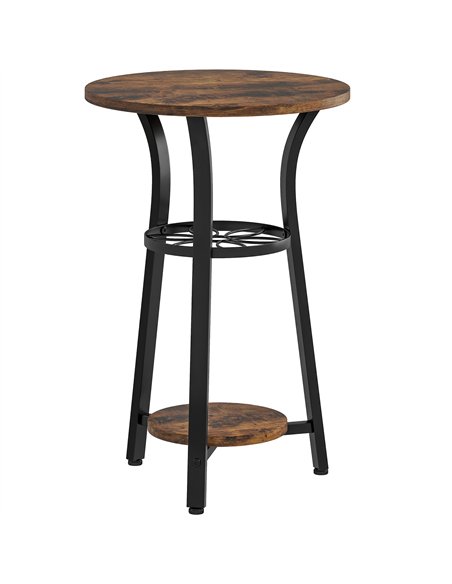 HOMCOM Small Round Side Table with 3 Storage Shelves - Rustic Brown - pic 161364 | FastDaddyshop