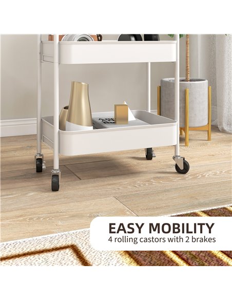HOMCOM Three-Tier Steel Storage Trolley - White - pic 161377 | FastDaddyshop