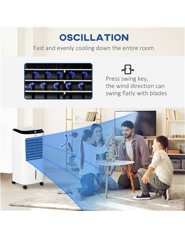 Homcom Portable Air Cooler, Water Conditioner, Humidifier Unit with 3 Speed, Remote, Timer