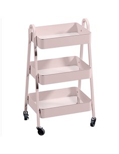 HOMCOM Three-Tier Storage Trolley - Pink