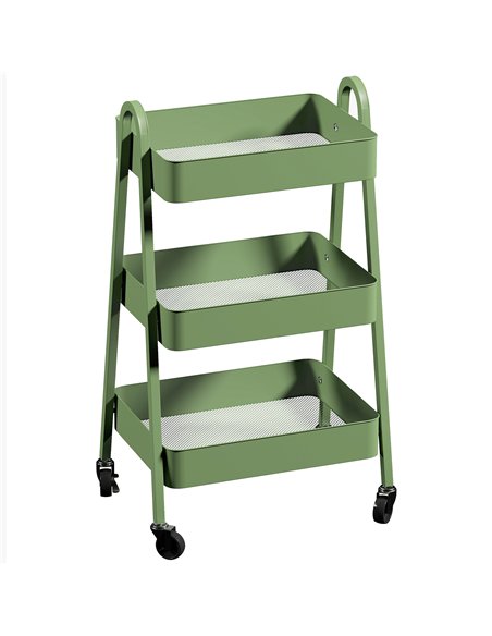 HOMCOM Three-Tier Storage Trolley - Green - pic 161391 | FastDaddyshop