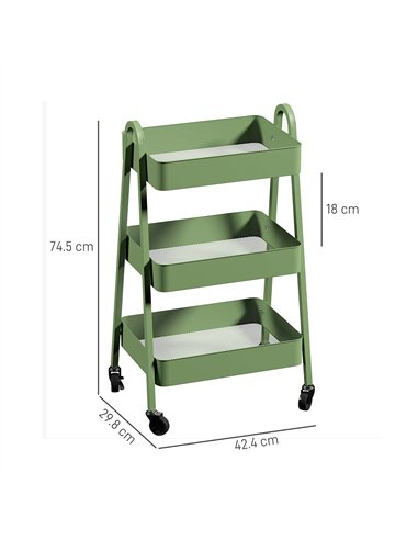 HOMCOM Three-Tier Storage Trolley - Green