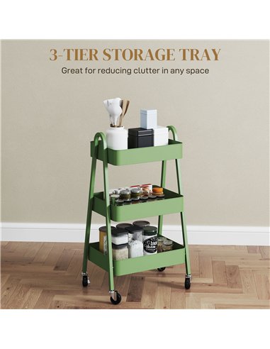 HOMCOM Three-Tier Storage Trolley - Green