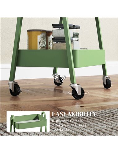 HOMCOM Three-Tier Storage Trolley - Green