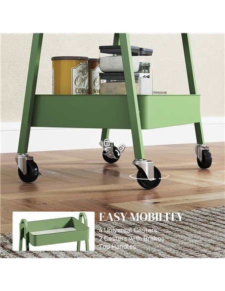 HOMCOM Three-Tier Storage Trolley - Green - pic 161395 | FastDaddyshop