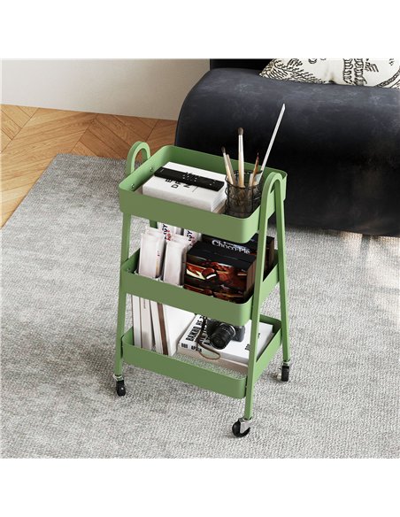 HOMCOM Three-Tier Storage Trolley - Green - pic 161397 | FastDaddyshop