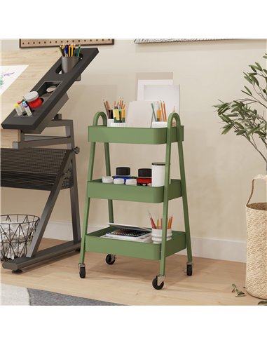 HOMCOM Three-Tier Storage Trolley - Green